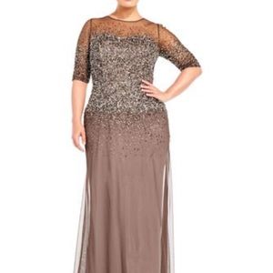 Adrianna Papell beaded illusion gown